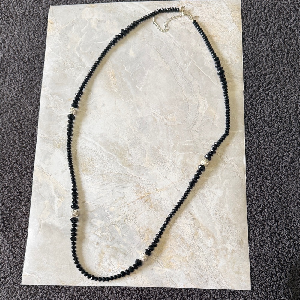 Elegant Black Beaded Necklace